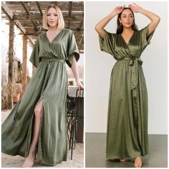 Baltic Born Dresses & Skirts - Baltic Born Savannah Print Kimono Maxi Dress Olive Green Size XS
